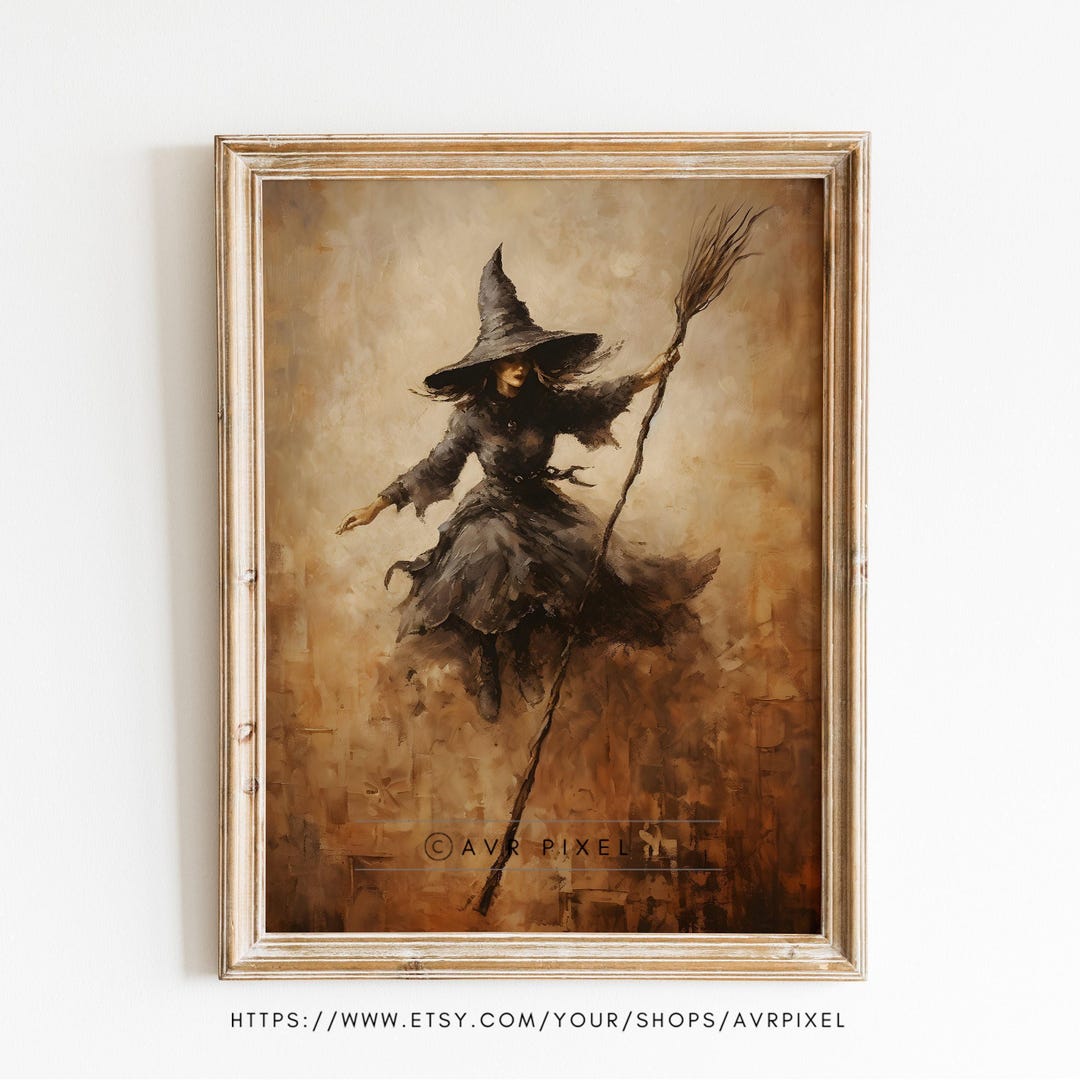 Witch Wall Art Print: Boho Halloween Style - Cozy Autumn Decor