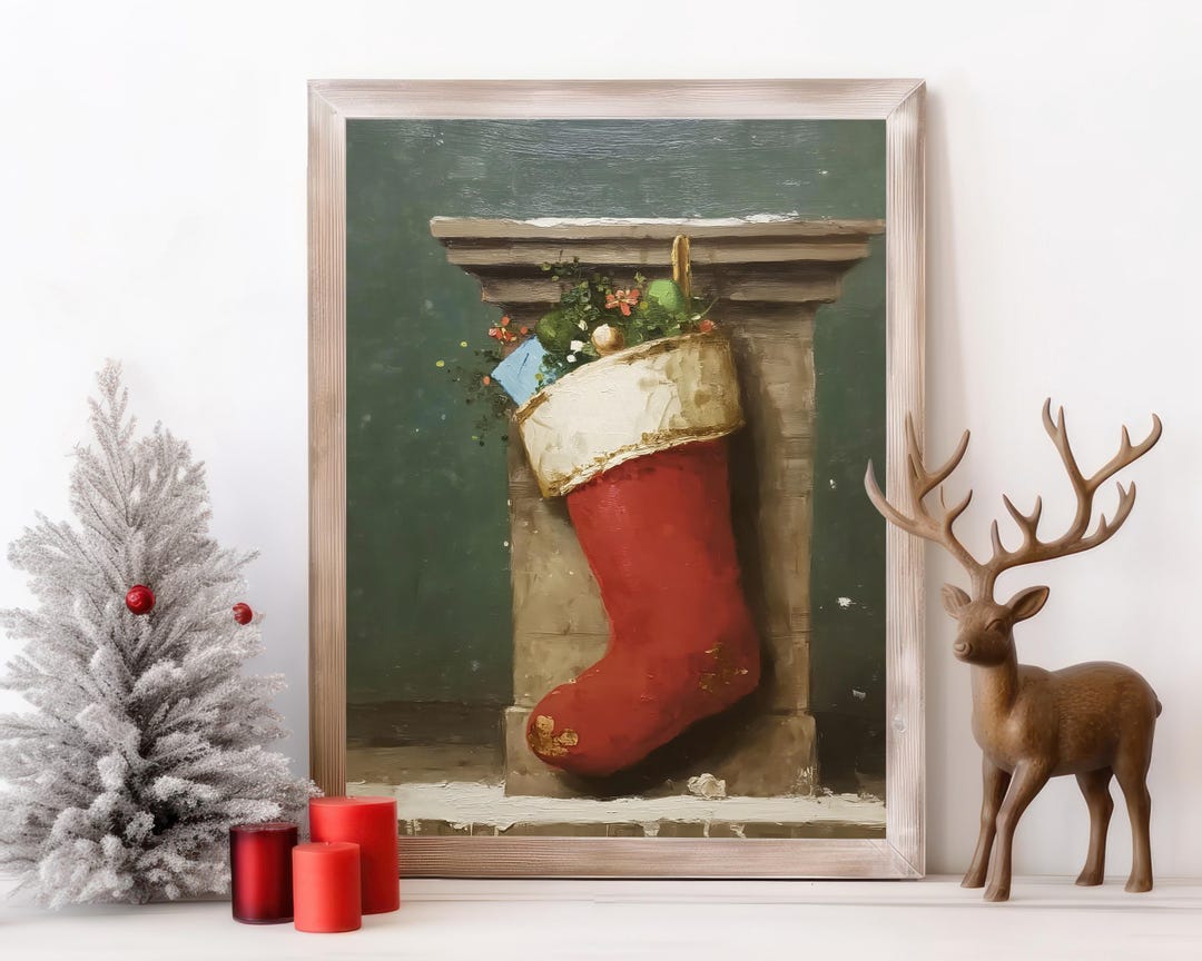 Vintage Christmas Stocking Print view 2