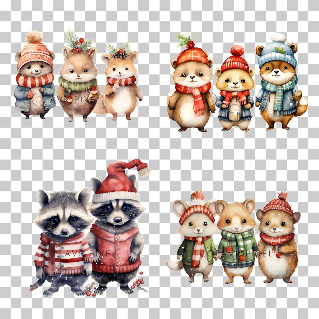 Christmas Animal Cliparts: Watercolor PNG Designs view 4