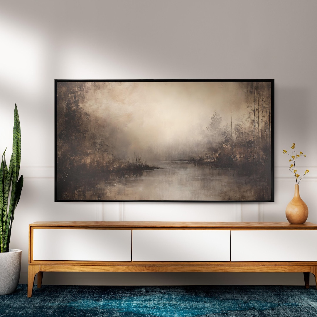 Neutral Winter Landscape Art, Abstract Organic Style view 2