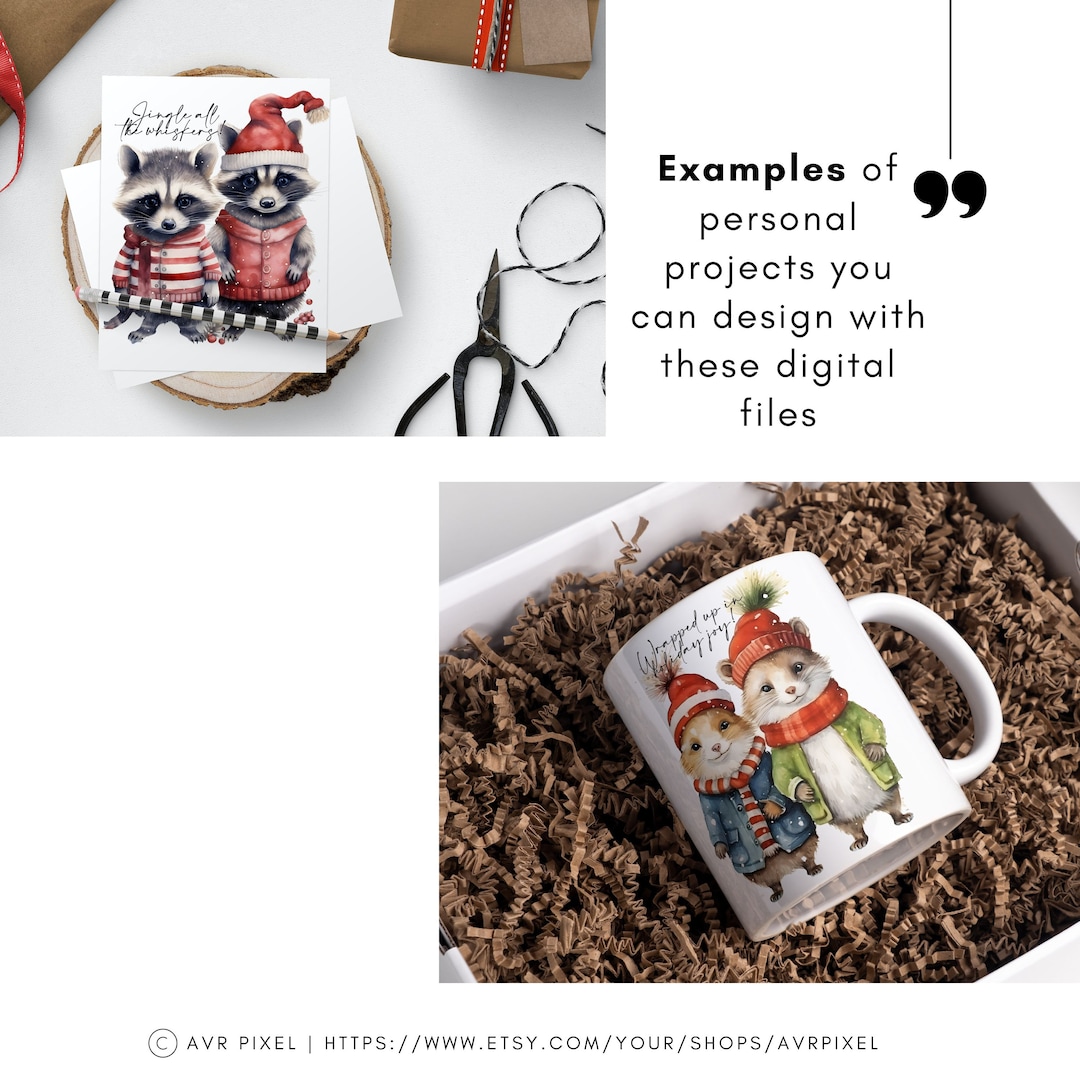 Christmas Animal Cliparts: Watercolor PNG Designs view 2