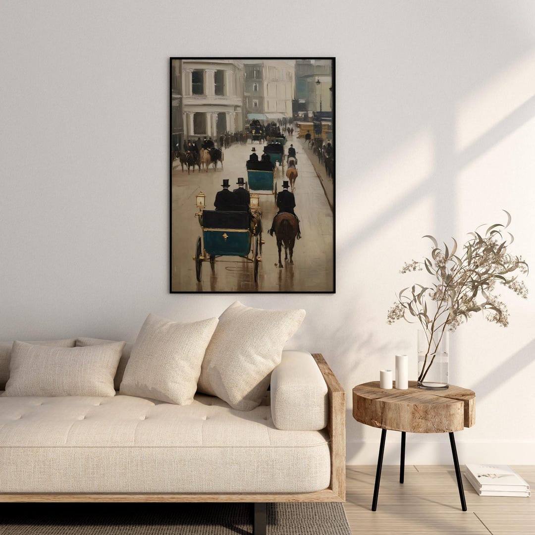 Vintage European Street Scene Carriage Art Print view 5