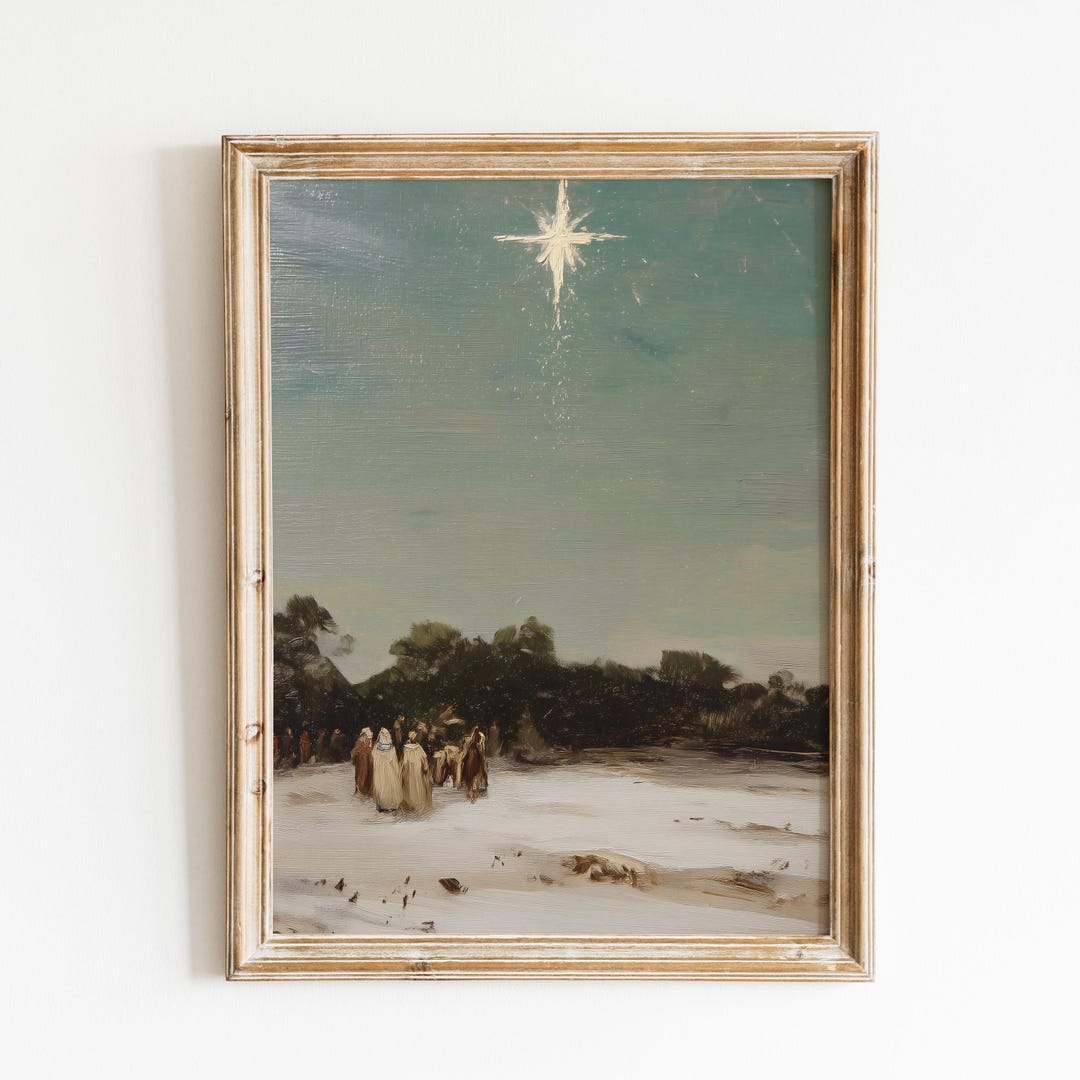 Minimalist Nativity Star Scene Print