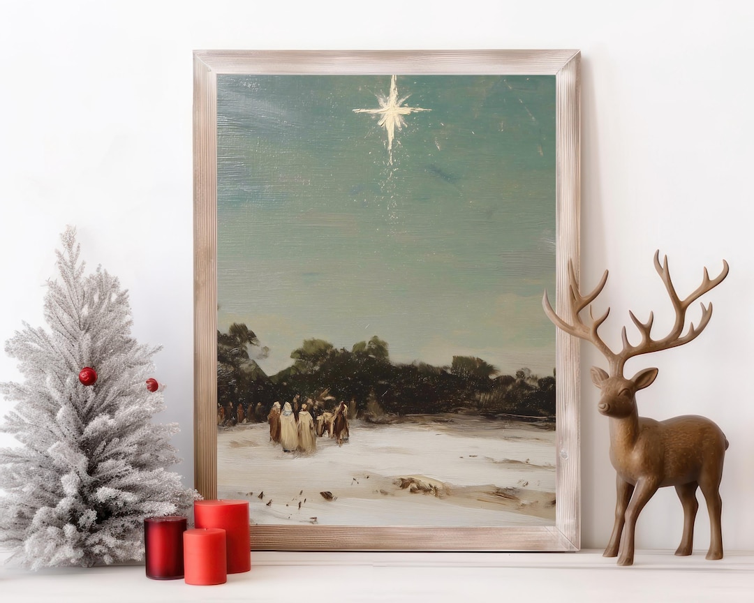 Minimalist Nativity Star Scene Print view 2