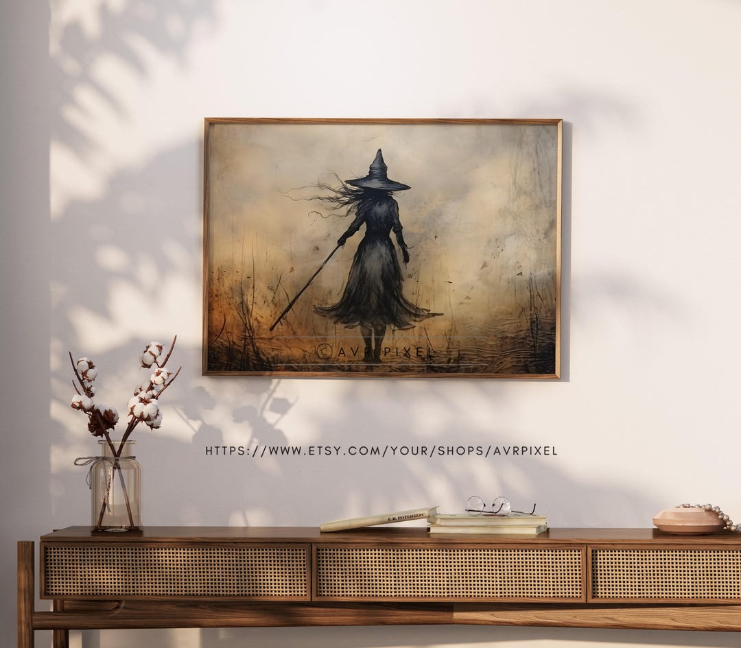Witch Printable Wall Art: Rustic Wiccan Farmhouse Halloween Print - PDF Download view 2