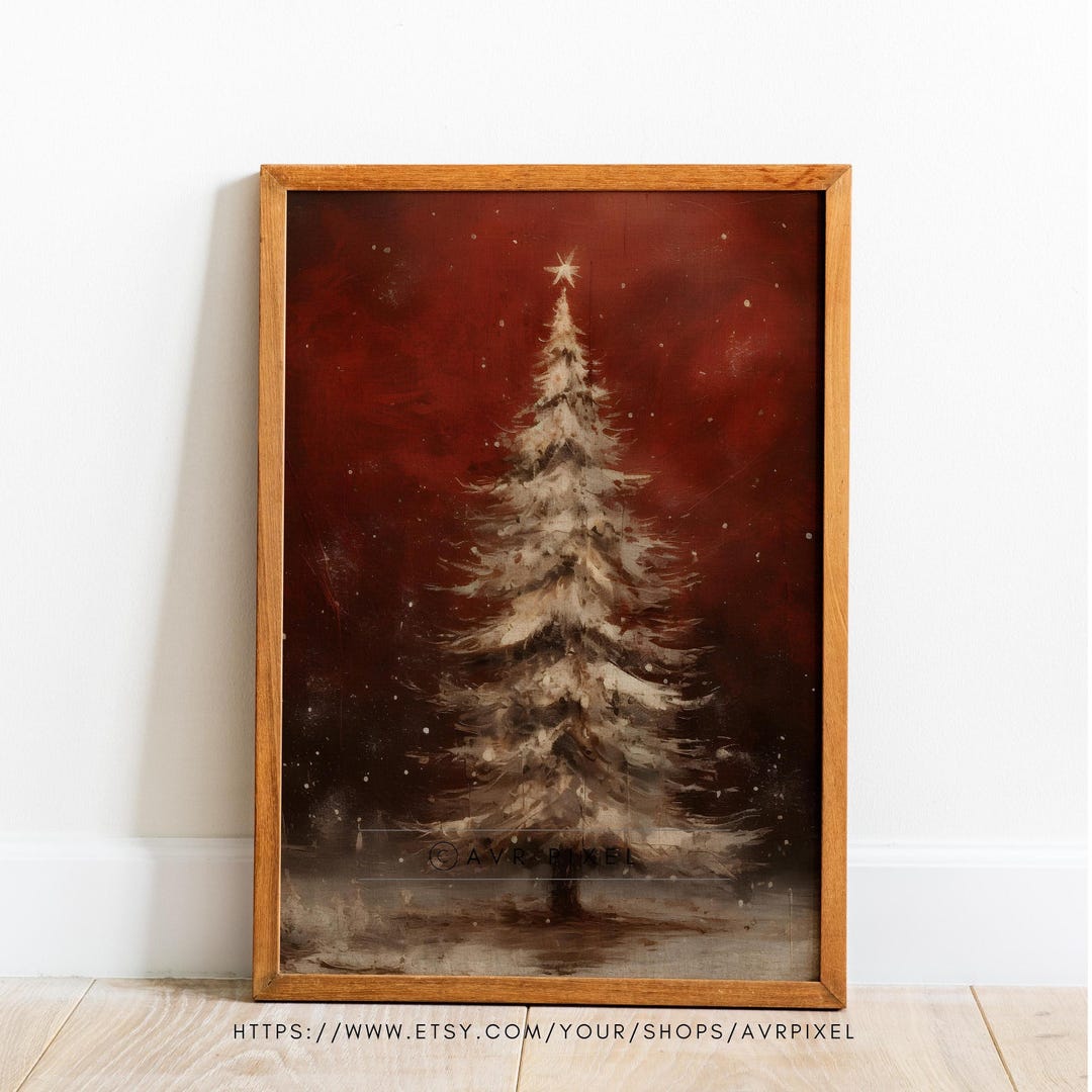 Vintage Christmas Tree Print: Farmhouse Winter Wall Decor view 5