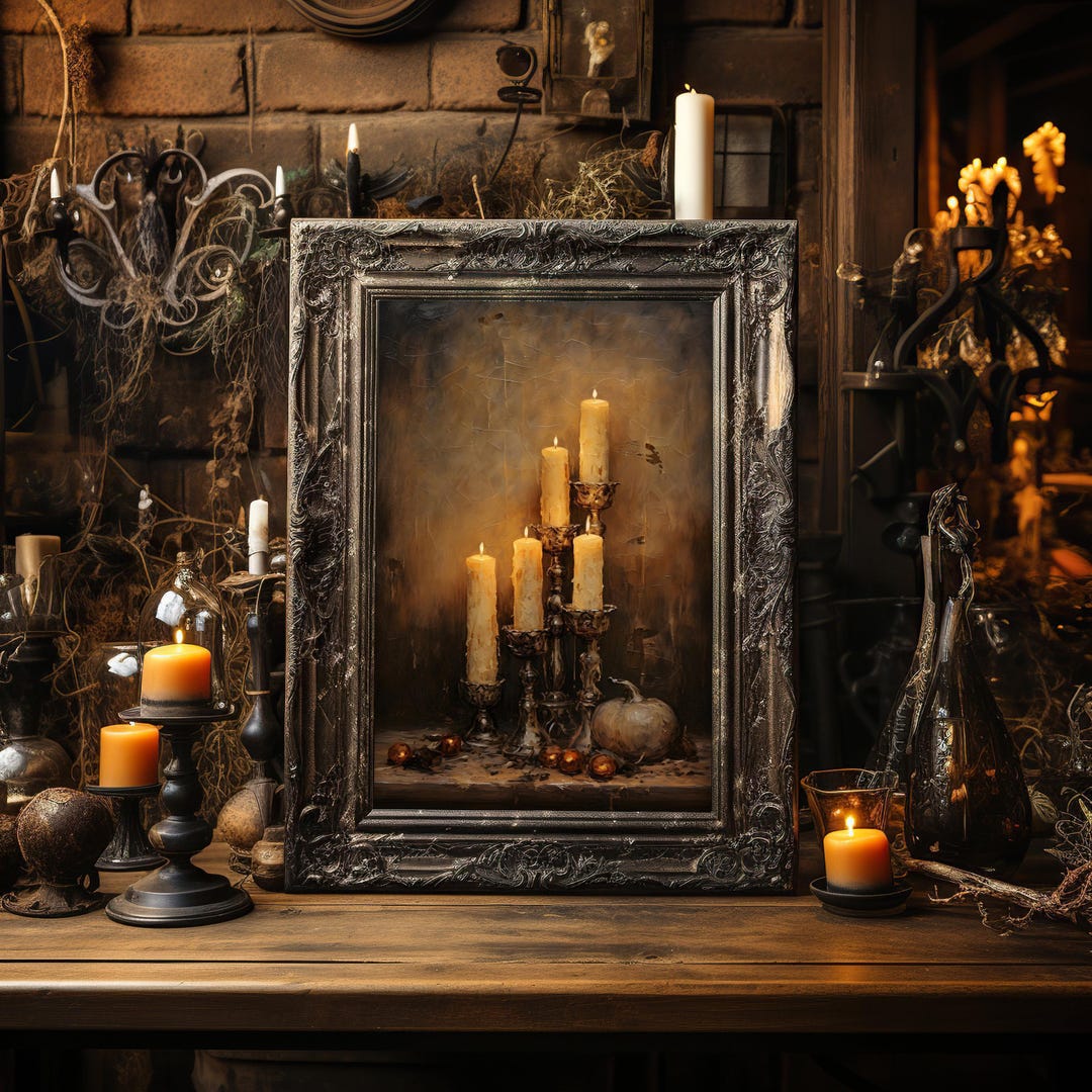 Vintage Gothic Halloween Wall Art: Muted Autumn Owl Print view 3