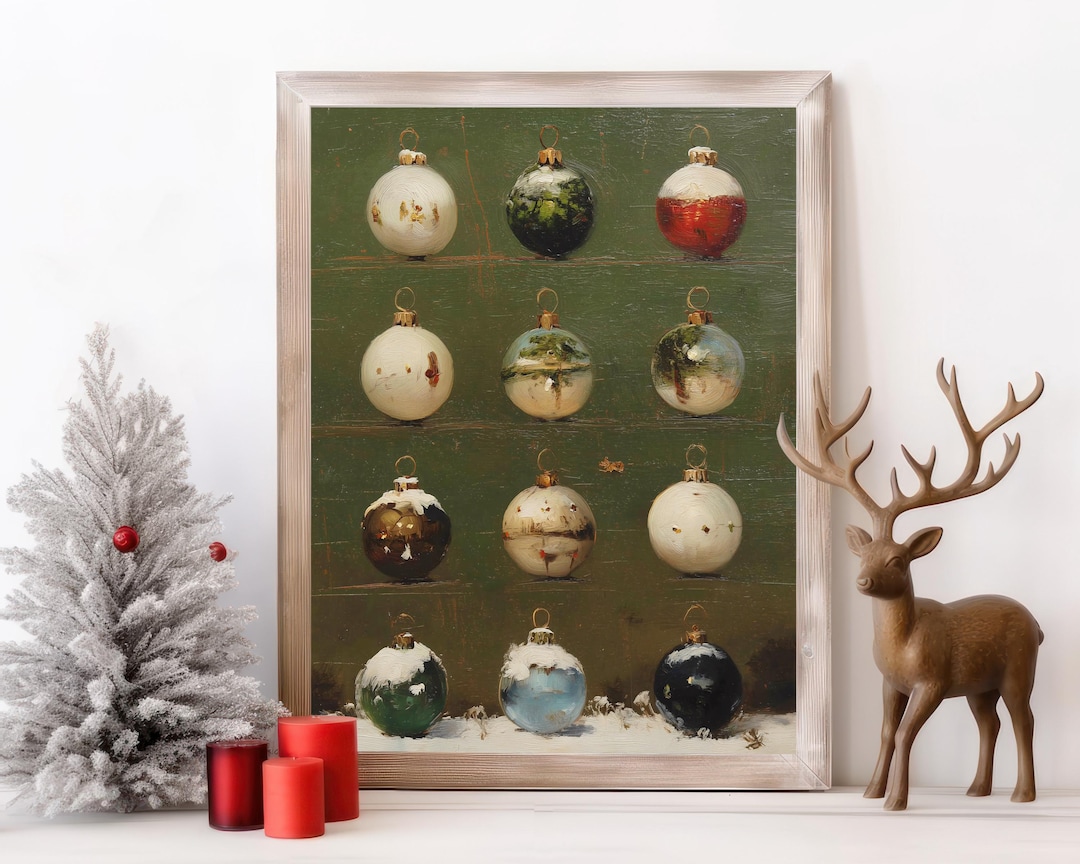 Vintage Christmas Ornaments Painting view 2