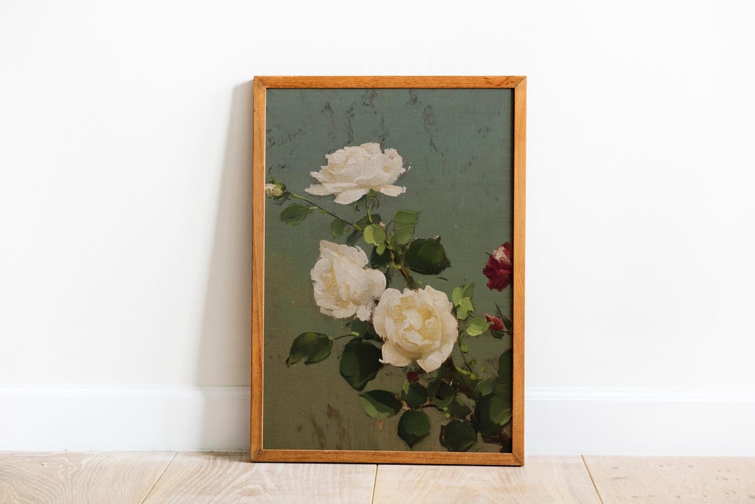 Vintage White Rose Botanical Print view 3
