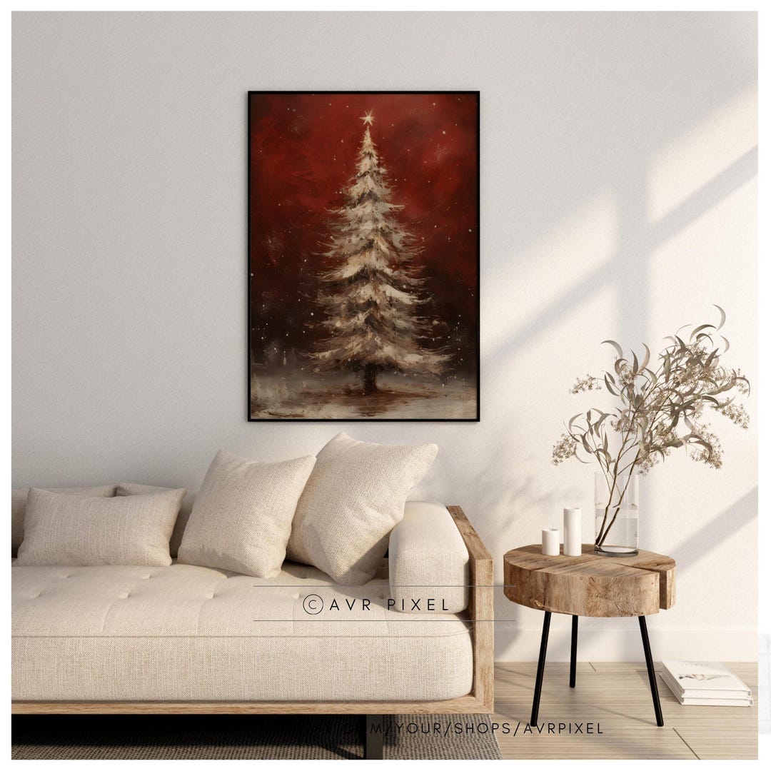 Vintage Christmas Tree Print: Farmhouse Winter Wall Decor view 4
