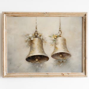 Vintage Christmas Bells Print: Farmhouse Holiday Wall Art (Digital Download)