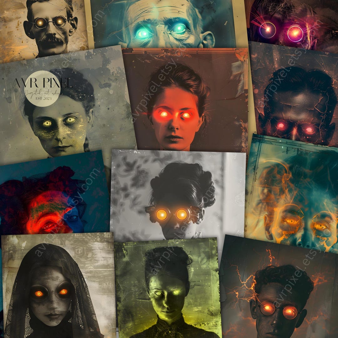 Laser-Eyed Ghost Portraits - Spooky Printable Halloween Decor view 4