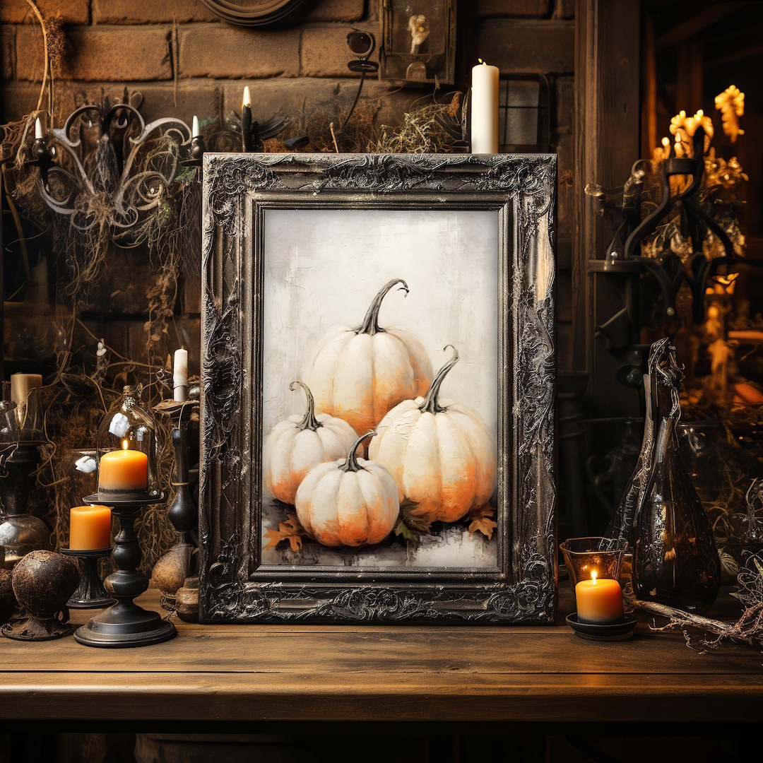 Pumpkin Wall Art Print: Muted Neutrals, Vintage Fall - Digital Download view 3