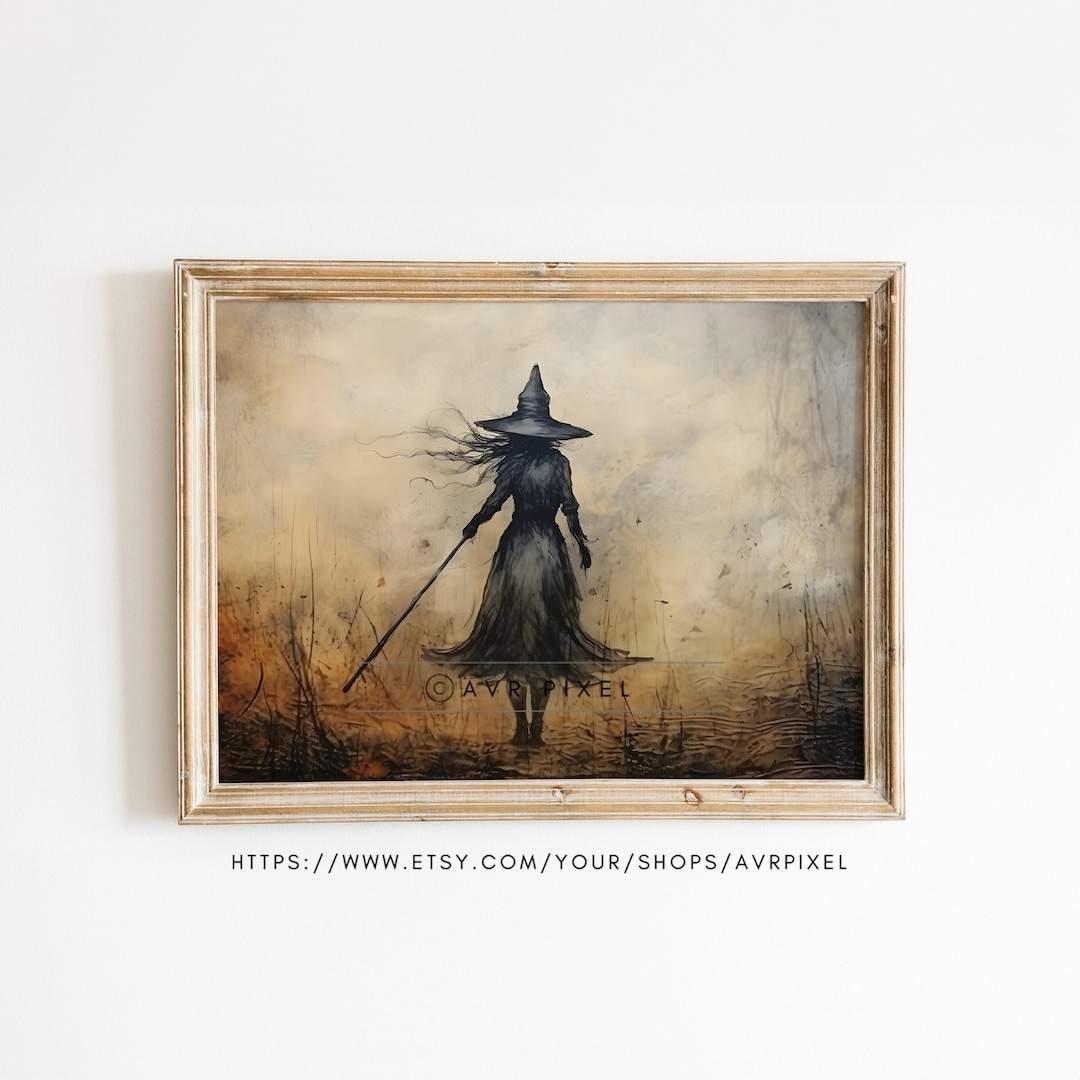 Witch Printable Wall Art: Rustic Wiccan Farmhouse Halloween Print - PDF Download