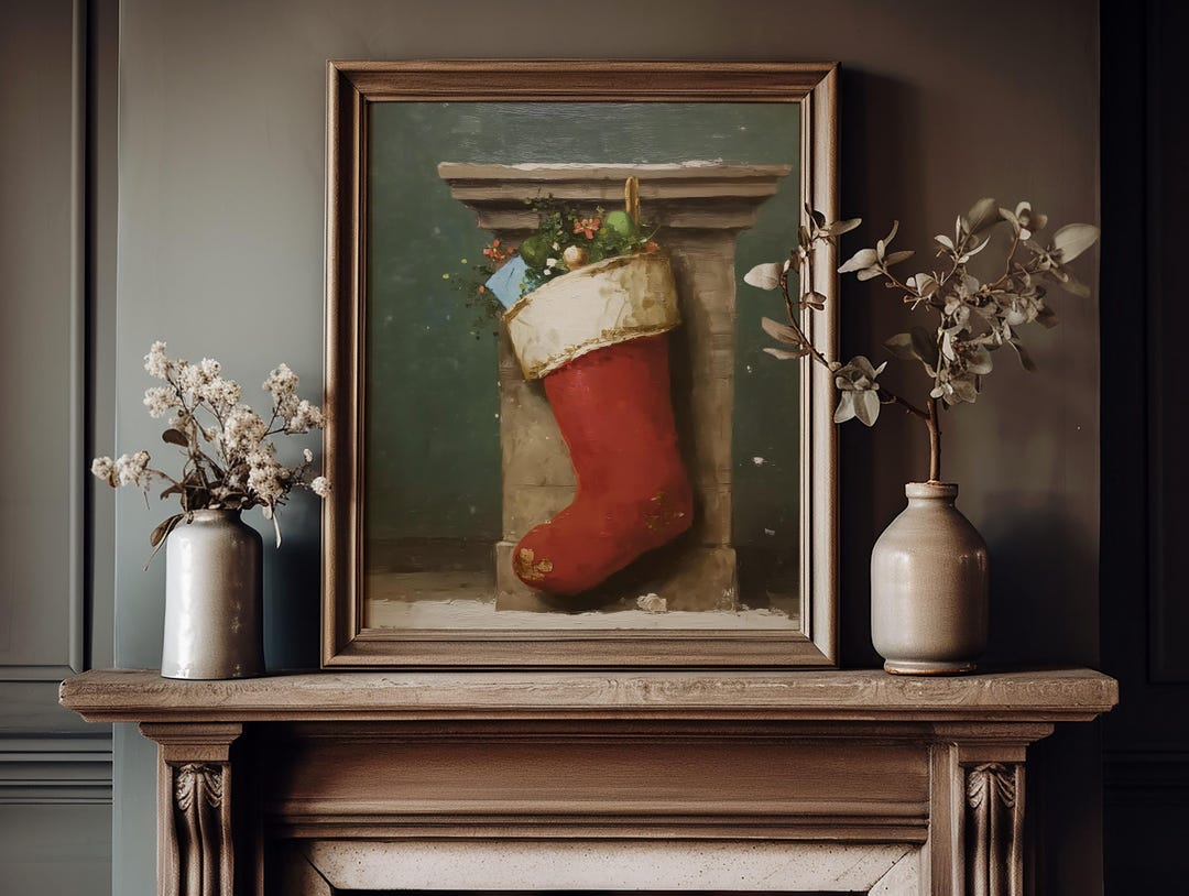 Vintage Christmas Stocking Print view 5