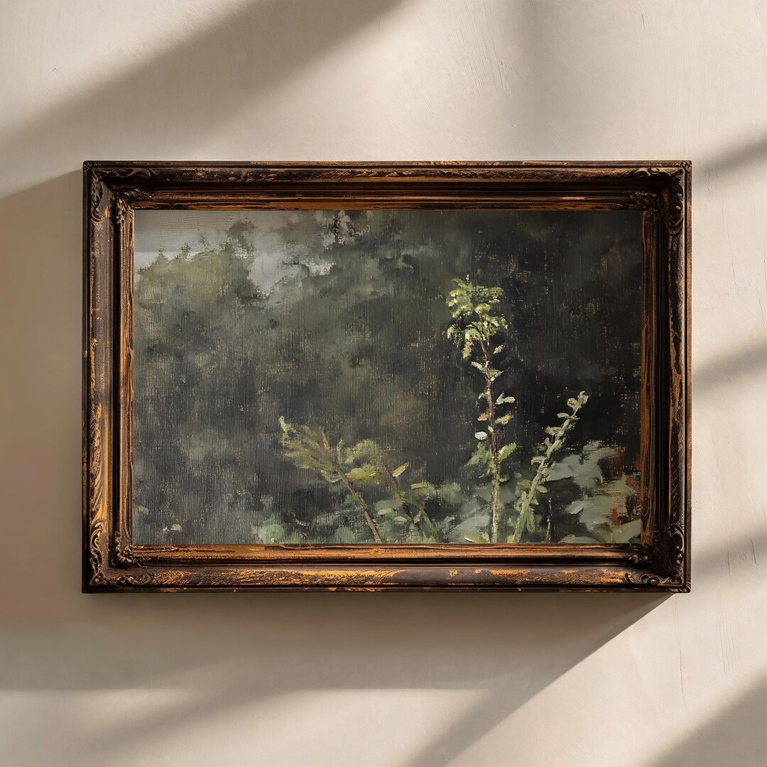 Lush Green Botanical Landscape Print: Serene Forest Wall Art view 3