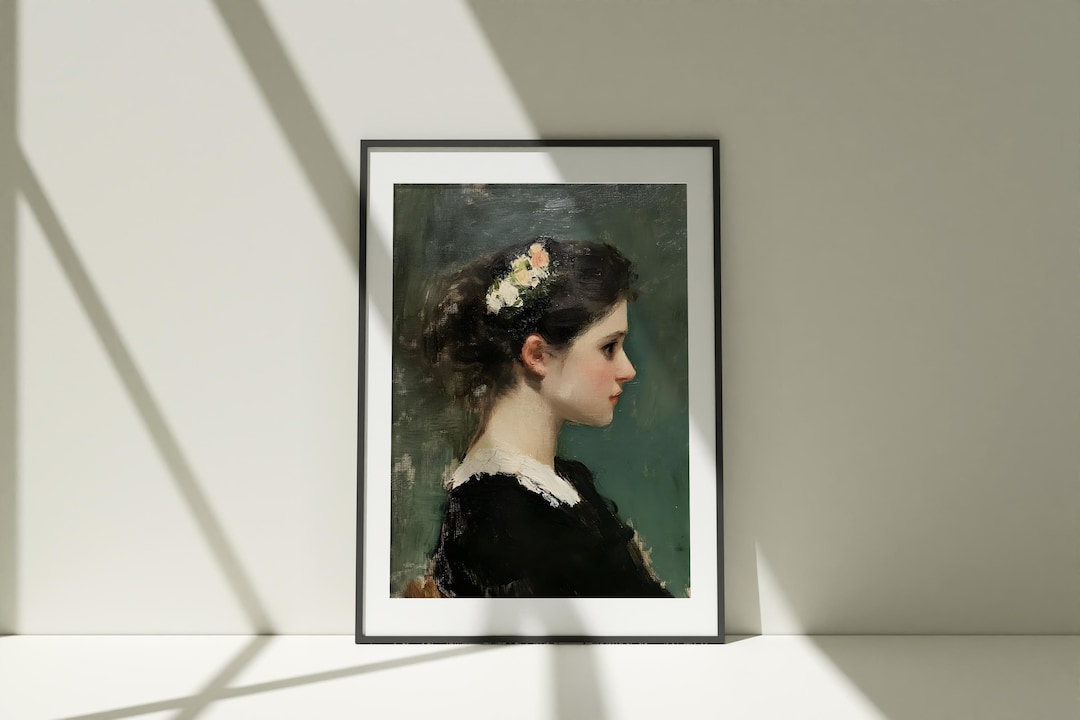 Victorian Woman Portrait, Moody Vintage Art view 5