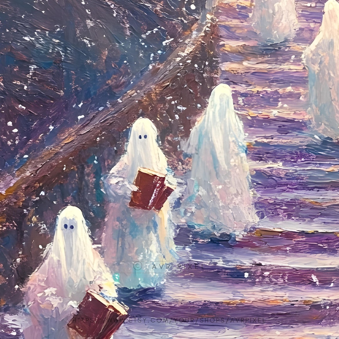 Spooky Haunted House Print: Gothic Halloween Staircase Decor view 3