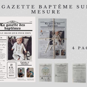 La gazette de mon baptême , cadeau souvenir invités