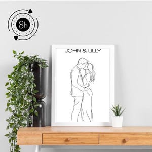 Personalized One line Drawing, Custom Couple Portrait, Family Portrait Gift , Personalized Anniversary Gift, Custom line from Photo