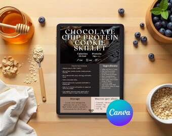 Bewerkbare sjabloon eiwitrijk dessertkookboek: Canva-recept-e-boek (pdf)