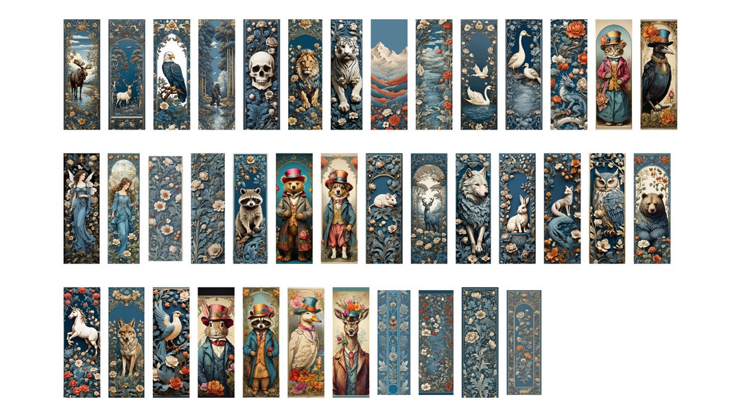 Art Nouveau Bookmarks Floral and Animal Designs - Etsy