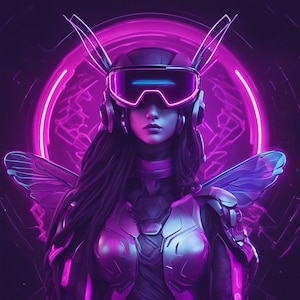 Impresión digital, Cyberpunk, Mujer, Cyber Bee, Impresión de carteles