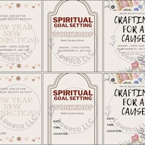 Activity Ideas for Relief Society Activities January Edition includes 3 activities and invitations