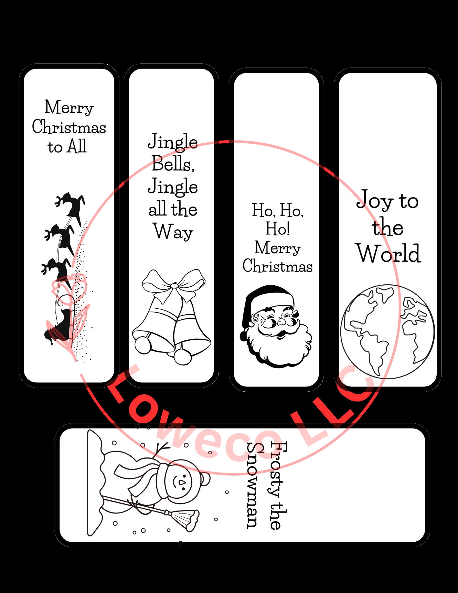 Christmas Bookmarks Printable Black and White - Etsy