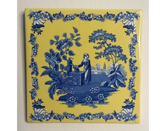 Antique Spode tile trivet