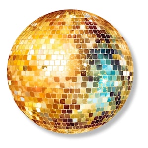 Boule disco dorée, décalcomanie de fête, autocollant de journal intime, décalcomanie à personnaliser