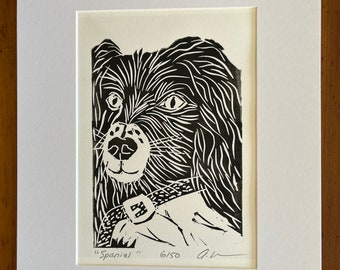 Linoimpresión de perro original