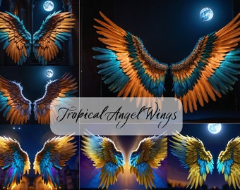 18 Digital Backdrops, Tropical Angel Wings Digital Backgrounds, Maternity Backdrops, Photography Backdrop, AI Design