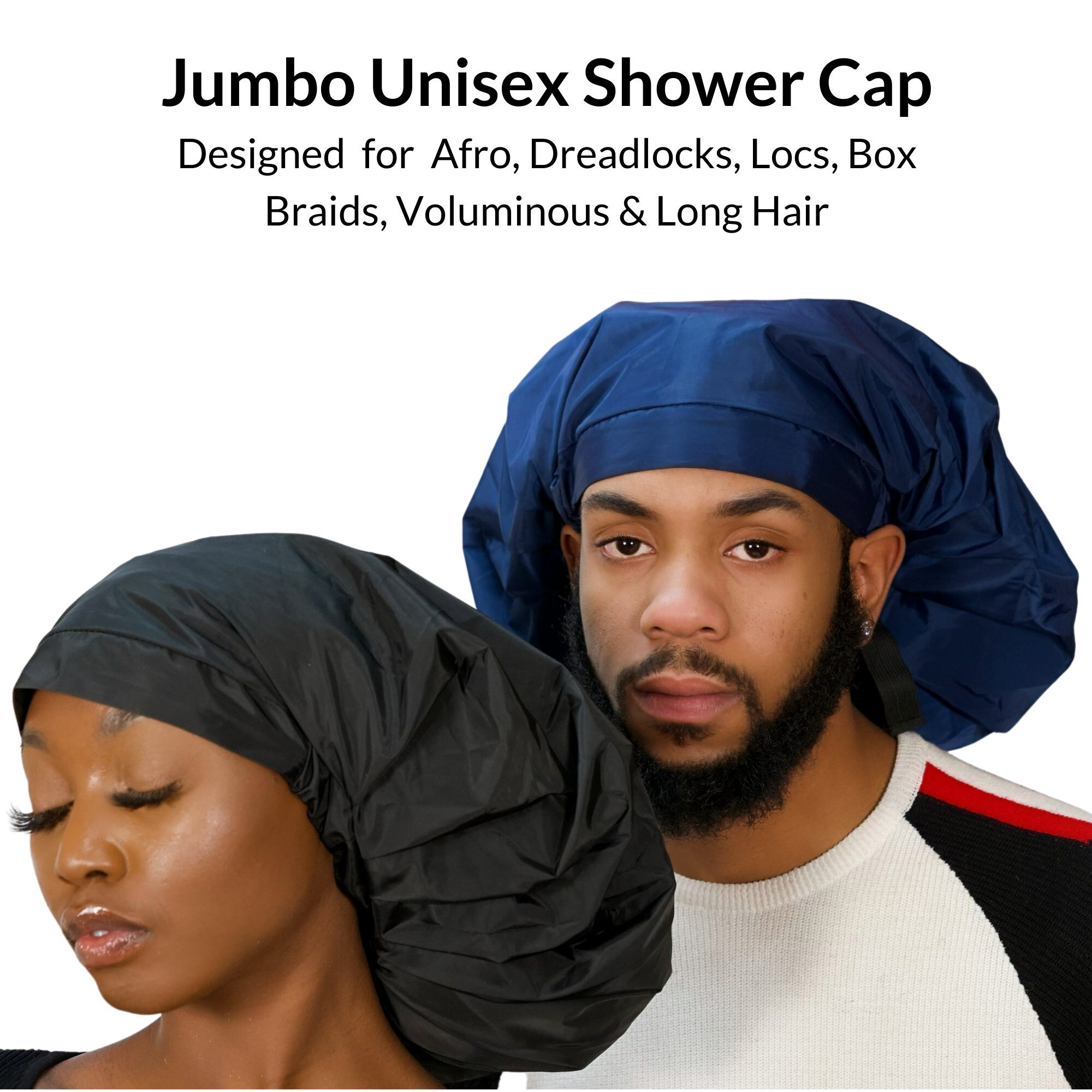 TTAT Shower Cap Jumbo Unisex for Men and Women With Afro, Long