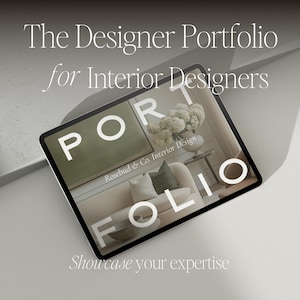 Modelo de portfólio profissional para livro de designer de interiores Modelo Canva editável Apresentação de projeto de currículo digital ou impresso