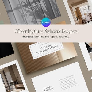 Kunden Offboard-Vorlage Canva Interior Design Goodbye Guide Project Closure Kit E-Design Pflegeanweisungen Interior Design Services Pack