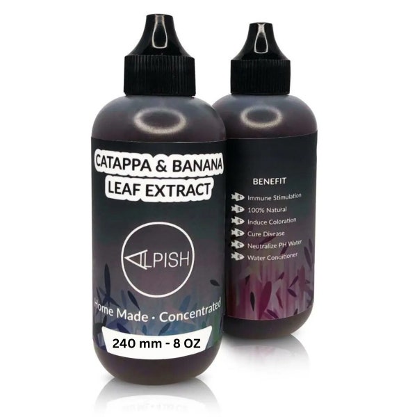 Catappa Extract- Indian Almond and Banana Leaf Essence for Bettas & Other Fish 8 oz