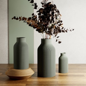 GREEN Vase "BOTTLE" - Sleek Design - Original and Striking Decor - Perfect for Gifting