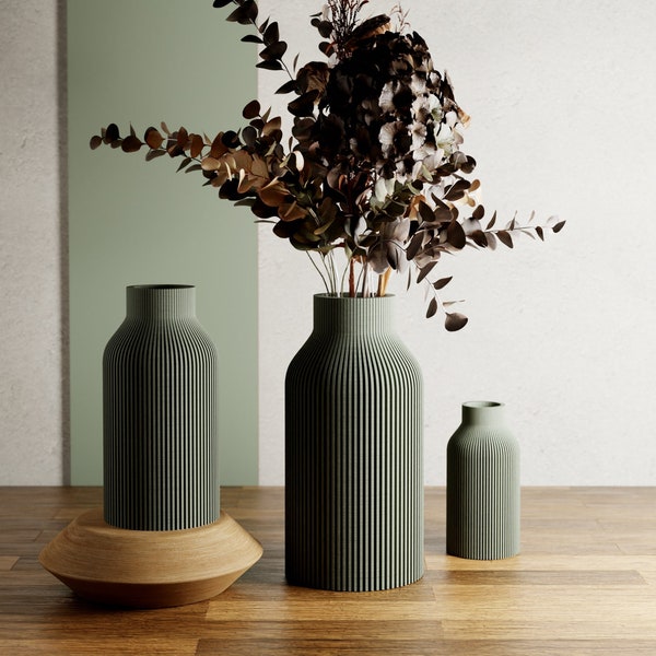 GREEN Vase "BOTTLE" - Sleek Design - Original and Striking Decor - Perfect for Gifting