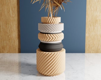 Textured WONDER Vase For Real Flowers and Dried Flowers with A Modular Design