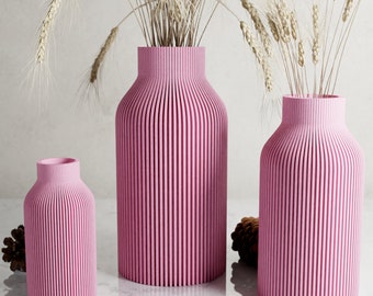 Pink Vase "BOTTLE" - Sleek Design - Original and Striking Decor - Perfect for Gifting | Textured