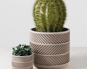 LEAF Planter with Drainage, Ribbed Indoor Plant Pot, Nature Inspired 3D Printed Houseplant Pot in 9 Colors