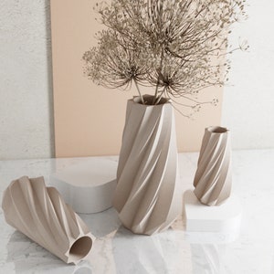 Matte WHITE Vase &quot;TIMBER&quot; - Recycled Wood- Original and Exceptional Décor - Ideal for Gifting | LARGE Sizes Available | Modern Design