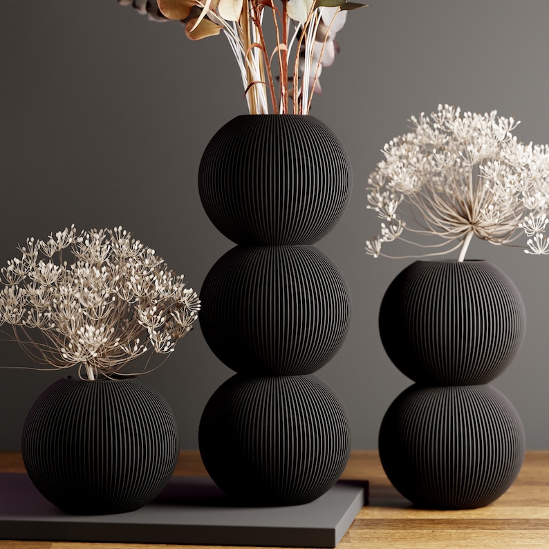 LARGE Matte Black BUBBLE Vase Waterproof 3D Vase Unique and Fun Decor Great for Gifts image 2