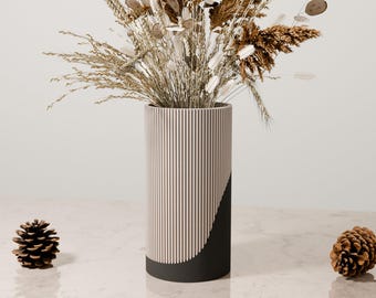 LINED Textured Vase | Modern & Minimalist 3D Printed Vase for Fresh or Dried Flowers and Decor Gift for Home Modernized Pottery CONTOUR