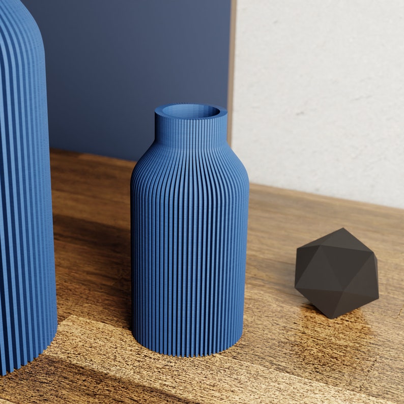 NAVY BLUE Vase BOTTLE Sleek Design Original and Striking Decor Perfect for Gifting Textured image 6