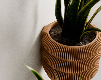Hanging TRIPLE BUBBLE Wall Planter, Ribbed Design With Drainage and Drip Tray, 4,6,8 Inches, Green Black Navy Pink White LARGE Plant Pot