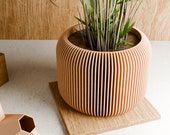 Indoor Wood Planter Pot, 3D Printed Planter, Home-decor Planter