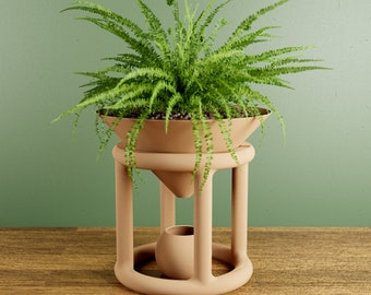 The FUNNEL Planter with Stand and Water Catch for Indoor House Plants - Modern - Original and Innovative Decor - Perfect for Gifting