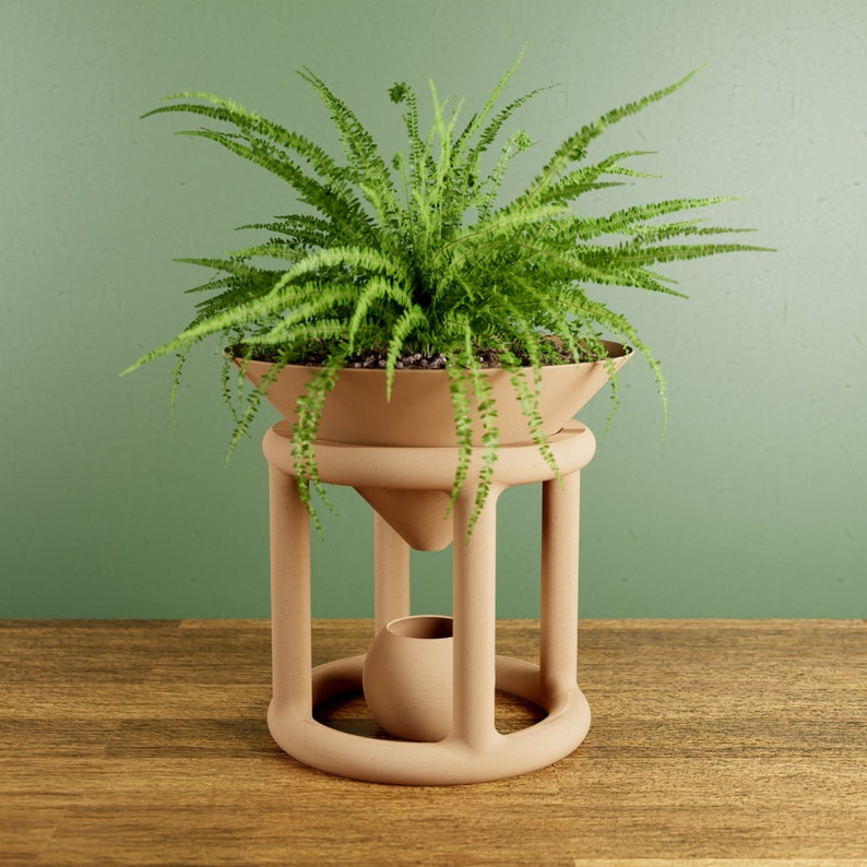 The FUNNEL Planter with Stand and Water Catch for Indoor House Plants Modern Original and Innovative Decor Perfect for Gifting image 1
